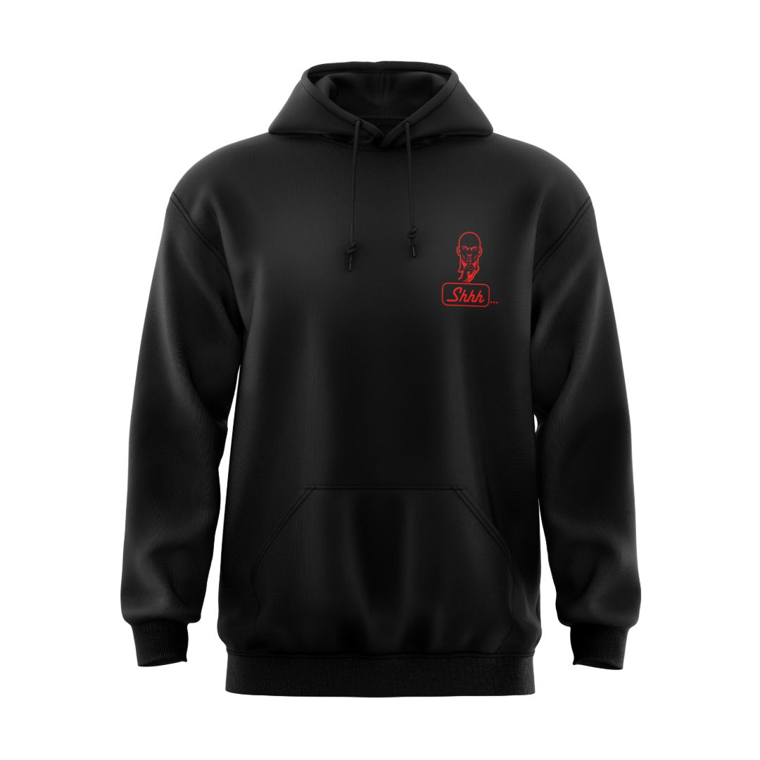 FLEECE HOODIE "LEFT CHEST SHHH GUY LOGO"