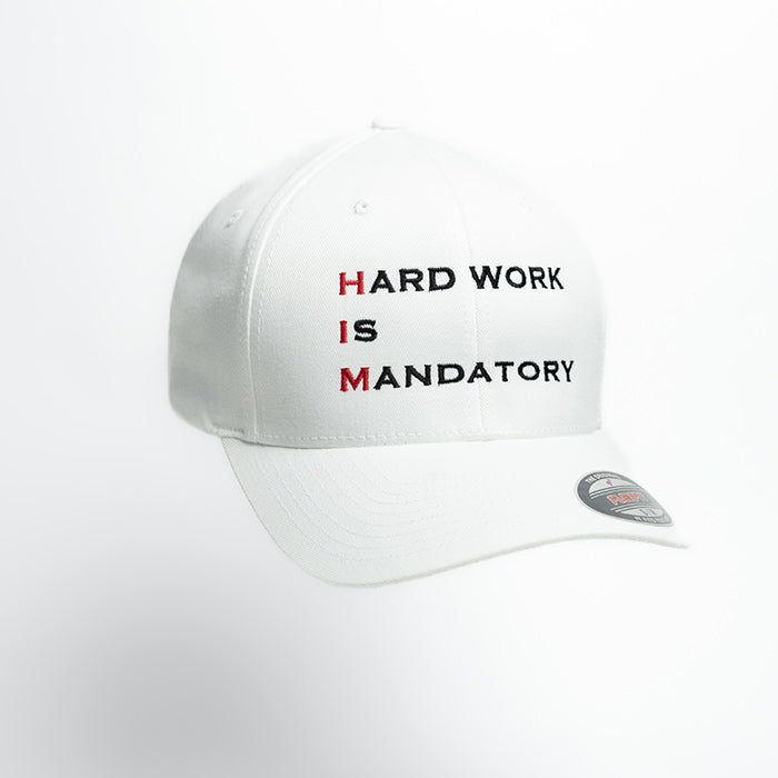 Hard Work is Mandatory Flex Fit Hat - White